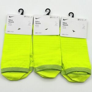 Nike Spark Socks (3 Pair) No-Show, Lightweight Size 10-11.5 Mens Neon Yellow